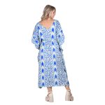 Platinum Καφτάνι - Φόρεμα Μπλε Ρουά Γυναικείο Μακρύ Με Ντεκολτέ & Boho Σχέδια All Day - 42310 - Image 2