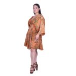 Platinum Φόρεμα Terracotta Με Εμπριμέ Γυναικείο Κοντό Με Ντεκολτέ Μεταξωτό All Day Free Size  - 423100 - Image 2