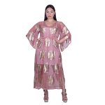 Platinum Καφτάνι - Τουνίκ Ροζ Αντικ Γυναικείο Μακρύ Με Χρυσά Σχέδια Free Size - 423129-RD