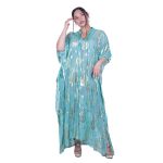 Platinum Καφτάνι - Τουνίκ Aqua Γυναικείο Μακρυά Με Χρυσά Σχέδια Free Size - 423134-ZQ - Image 2