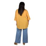 Platinum Πουκαμίσα Ώχρα Γυναικεία Ασύμμετρη Με Κουμπιά Casual All Day Free Size - 42475-CH - Image 3