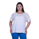 Platinum Μπλούζα Λευκή Γυναικεία Κοντομάνικη Ζαπονέ All Day Free Size - 9349-W