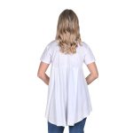 Platinum Μπλούζα Λευκή Γυναικεία Κοντομάνικη Ασύμμετρη ''Απλικέ Blue Jean'' All Day - 72153-WXL - Image 2