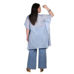 Platinum Καφτάνι - Πουκαμίσα Γαλάζιο Γυναικείο Με Κουμπιά & Κεντητά Σχέδια Free Size - KU-52409-GA - Image 3