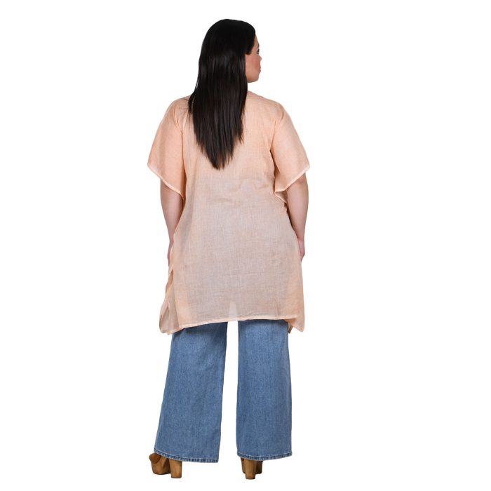 Platinum Καφτάνι - Πουκαμίσα Σομόν Γυναικείο Με Κουμπιά & Κεντητά Σχέδια Free Size - KU-52410-SM - Image 3