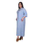 Platinum Φόρεμα - Πουκαμίσα Γαλάζιο Γυναικείο Μακρύ Λινό Με Κουμπιά All Day Free Size - LN-104-FS - Image 2
