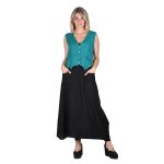 Platinum Γιλέκο - Μπλούζα Σμαραγδί Γυναικείο Λινό Casual Με Κουμπιά Free Size - LN-110-SM