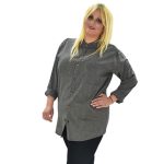 Platinum Πουκαμίσα Μαύρη Ριγέ Γυναικεία Μακρυμάνικη Βαμβακερή Casual - MO-10-M