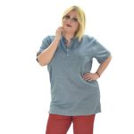 Platinum Μπλούζα Γαλάζια  Γυναικεία Κοντομάνικη Βαμβακερή Casual Free Size - MO-4-BXL