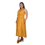 Platinum Φόρεμα Ώχρα Γυναικείο Σεμιζιέ Αμάνικο Με Κουμπιά Klos Μακρύ All Day - RA-22441-CH - Image 2