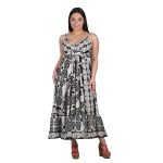 Platinum Φόρεμα Ασπρόμαυρο Με Σχέδια Γυναικείο Μακρύ Εξώπλατο Βαμβακερό All Day Free Size - RI-92404
