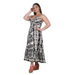 Platinum Φόρεμα Ασπρόμαυρο Με Σχέδια Γυναικείο Μακρύ Εξώπλατο Βαμβακερό All Day Free Size - RI-92404 - Image 3