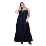 Platinum Φόρεμα Μαύρο Γυναικείο Τιραντέ Maxi Klos Με Βολάν All Day Free Size - SAR-62101-BC - Image 2