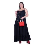 Platinum Φόρεμα Μαύρο Γυναικείο Τιραντέ Maxi Klos Με Βολάν All Day Free Size - SAR-62101-BC - Image 7