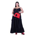 Platinum Φόρεμα Μαύρο Γυναικείο Τιραντέ Maxi Klos Με Βολάν All Day Free Size - SAR-62101-BC - Image 8