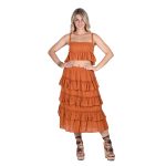 Platinum Φούστα Terracota Γυναικεία Midi Με Σειρές Βολάν Free Size - SAR-62105-KR - Image 4