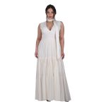 Platinum Φόρεμα Εκρού Γυναικείο Μaxi Εξώπλατο Ρομαντικό Vintage All Day Free Size - SAR-62202-KR