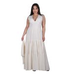 Platinum Φόρεμα Εκρού Γυναικείο Μaxi Εξώπλατο Ρομαντικό Vintage All Day Free Size - SAR-62202-KR - Image 3