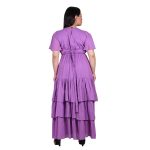 Platinum Φόρεμα Μωβ Γυναικείο Μακρύ Κοντομάνικο Ρομαντικό Με Βολάν All Day Free Size - SAR-62306-MV - Image 5