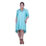 Platinum Πουκαμίσα - Φόρεμα Aqua Γυναικεία Μακριά Ασύμμετρη Τρουακάρ All Day - 22341-AQ