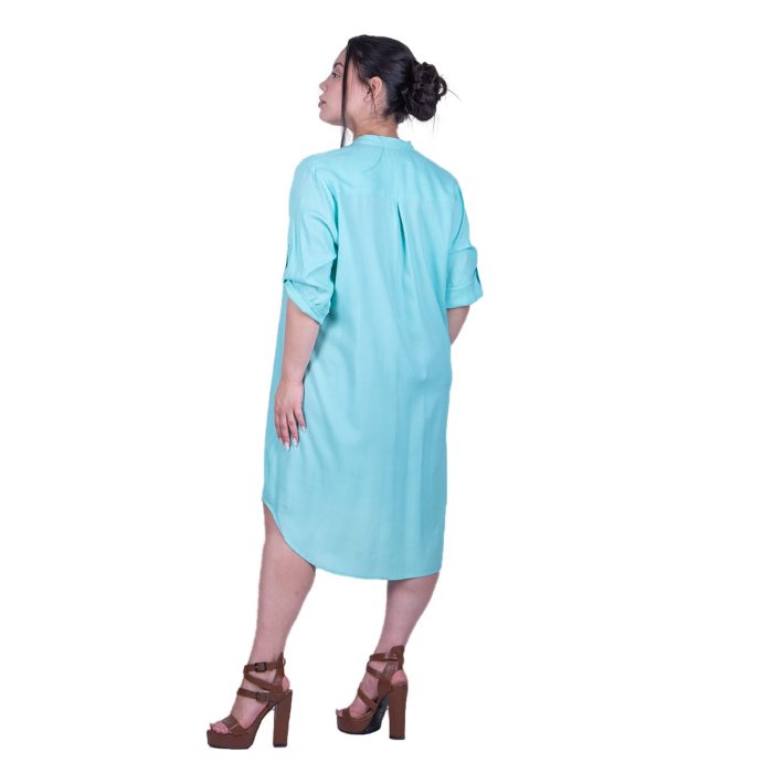 Platinum Πουκαμίσα - Φόρεμα Aqua Γυναικεία Μακριά Ασύμμετρη Τρουακάρ All Day - 22341-AQ - Image 3