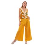 Platinum Μπλούζα Μπεζ Με Πουά Ώχρα Αμάνικη Γυναικεία Εβαζέ Με Ντεκολτέ Free Size - 22425 - Image 2