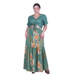 Platinum Φούστα Πράσινη Με Εμπιμέ Σχέδια Γυναικεία Silk Maxi All Day Free Size - 42394 - Image 2