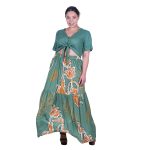 Platinum Φούστα Πράσινη Με Εμπιμέ Σχέδια Γυναικεία Silk Maxi All Day Free Size - 42394