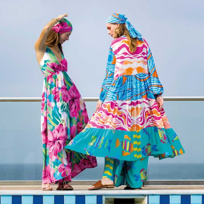 Platinum Φόρεμα Aqua Με Πολύχρωμα & Θαλασσινά Print Γυναικείο Μακρύ Με Κουμπιά Μεταξωτό All Day - 424122 - Image 3