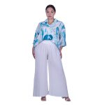 Platinum Παντελόνα Λευκή Γυναικεία Αέρινη Με Λάστιχο Free Size - 6632-WHXL