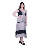 Platinum Φόρεμα Γκρι Με Ριγέ Γυναικείο Midi Εβαζέ Εξώπλατο Free Size - MO-72235-WXL