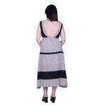 Platinum Φόρεμα Γκρι Με Ριγέ Γυναικείο Midi Εβαζέ Εξώπλατο Free Size - MO-72235-WXL - Image 3