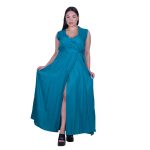 Platinum Φόρεμα Πετρόλ Γυναικείο Αμάνικο Αέρινο Με Σκίσιμο All Day Free Size - NA-12295 - Image 3