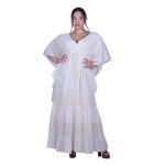 Platinum Φόρεμα Eκρού Γυναικείο Μaxi Vintage Με Ντεκολτέ & Δαντέλα Free Size - SAR-106-EK