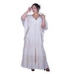 Platinum Φόρεμα Eκρού Γυναικείο Μaxi Vintage Με Ντεκολτέ & Δαντέλα Free Size - SAR-106-EK - Image 2