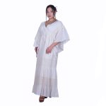 Platinum Φόρεμα Eκρού Γυναικείο Μaxi Vintage Με Ντεκολτέ & Δαντέλα Free Size - SAR-106-EK - Image 3