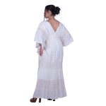 Platinum Φόρεμα Eκρού Γυναικείο Μaxi Vintage Με Ντεκολτέ & Δαντέλα Free Size - SAR-106-EK - Image 4