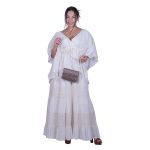 Platinum Φόρεμα Eκρού Γυναικείο Μaxi Vintage Με Ντεκολτέ & Δαντέλα Free Size - SAR-106-EK - Image 6