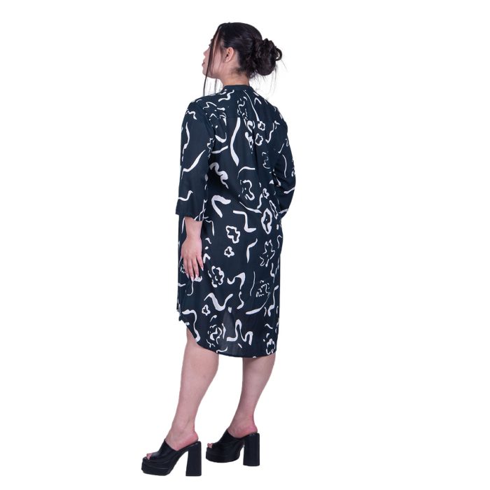 Platinum Πουκαμίσα Μαύρη Γυναικεία Μακριά Ασύμμετρη Τρουακάρ Αέρινη Με Κουμπιά - 22403 - Image 3