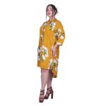 Platinum Πουκαμίσα Ώχρα Με Tropical Σχέδια Γυναικεία Μακριά Ασύμμετρη Τρουακάρ Με Κουμπιά - 22431 - Image 2