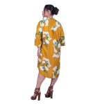 Platinum Πουκαμίσα Ώχρα Με Tropical Σχέδια Γυναικεία Μακριά Ασύμμετρη Τρουακάρ Με Κουμπιά - 22431 - Image 3