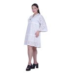 Platinum Φόρεμα - Καφτάνι Λευκό Γυναικείο Κιπούρ Δαντέλα & Μανίκια Flair Free Size - 423123-W - Image 3