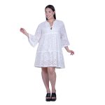 Platinum Φόρεμα - Καφτάνι Λευκό Γυναικείο Κιπούρ Δαντέλα & Μανίκια Flair Free Size - 423123-W - Image 2