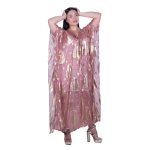 Platinum Καφτάνι - Τουνίκ Ροζ Αντικ Γυναικείο Maxi Με Χρυσά Σχέδια Free Size - 423134-RD