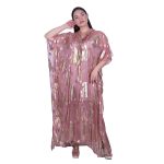 Platinum Καφτάνι - Τουνίκ Ροζ Αντικ Γυναικείο Maxi Με Χρυσά Σχέδια Free Size - 423134-RD - Image 3