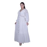 Platinum Φόρεμα - Κιμονό Λευκό Γυναικείο Maxi Με Κιπούρ Δαντέλα & Κουμπιά All Day - SAR-62002-W - Image 6