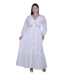 Platinum Φόρεμα Λευκό Γυναικείο Κιπούρ Δαντέλα & Κουμπιά Μακρυμάνικο Maxi All Day - 62002-W - Image 3