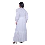 Platinum Φόρεμα Λευκό Γυναικείο Κιπούρ Δαντέλα & Κουμπιά Μακρυμάνικο Maxi All Day - 62002-W - Image 5