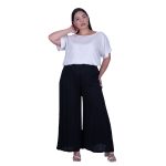 Platinum Παντελόνα Μαύρη Γυναικεία Καλοκαιρινή Σαγρέ Με Λάστιχο Αέρινη Free Size - 6632-BCFS