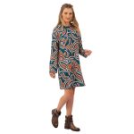 Platinum Φόρεμα Μπλε Με Ταμπά Γυναικείο Boho Κοντό Σε Άλφα Γραμμή All Day Free Size - IT-103-KC-TB